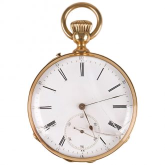 French 18K gold open faced lever pocket watch Circa 1900