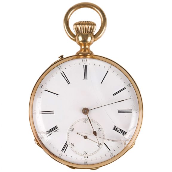 French 18K gold open faced lever pocket watch Circa 1900