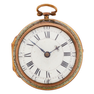 Early English gilt and shagreen verge clock watch Circa 1710
