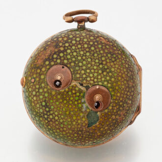 Early English gilt and shagreen verge clock watch Circa 1710