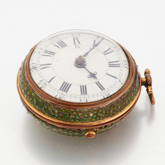 Early English gilt and shagreen verge clock watch Circa 1710 Early English gilt and shagreen verge clock watch Circa 1710
