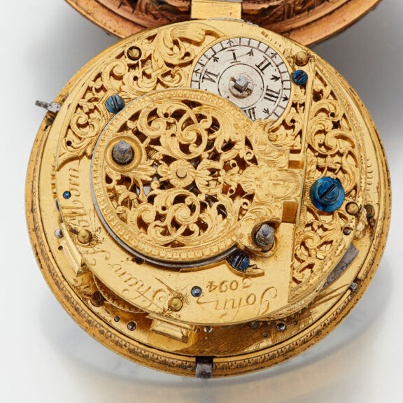 v Early English gilt and shagreen verge clock watch Circa 1710