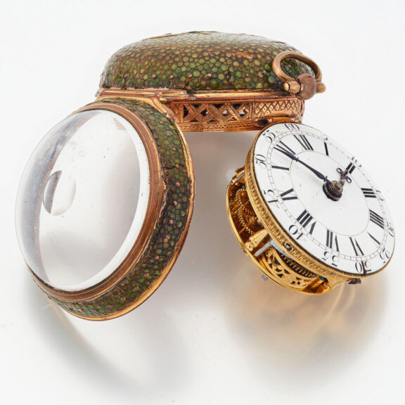 Early English gilt and shagreen verge clock watch Circa 1710 Early English gilt and shagreen verge clock watch Circa 1710
