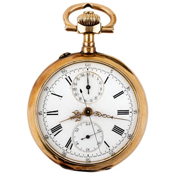 Swiss 18 carat gold open faced lever chronograph Circa 1895