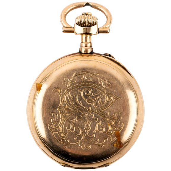 Swiss 18 carat gold open faced lever chronograph Circa 1895 Swiss 18 carat gold open faced lever chronograph Circa 1895