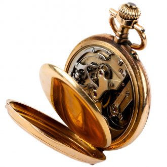 Swiss 18 carat gold open faced lever chronograph Circa 1895