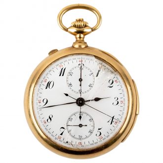 Swiss 18 carat gold open faced lever chronograph Circa 1900