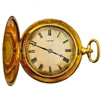 Flat French 18K gold full hunter pocket soap watch Circa 1915
