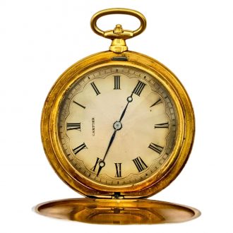 Flat French 18K gold full hunter pocket soap watch Circa 1915