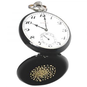 Swiss black lacquered steel open faced lever watch Circa 1920