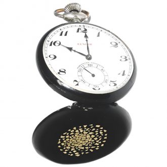 Swiss black lacquered steel open faced lever watch Circa 1920