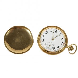 French 18K gold full hunter lever pocket watch Circa 1900