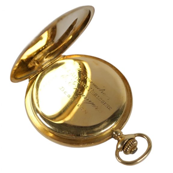 French 18K gold full hunter lever pocket watch Circa 1900 French 18K gold full hunter lever pocket watch Circa 1900
