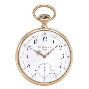 Fine Swiss pink gold open faced keyless watch Circa 1883