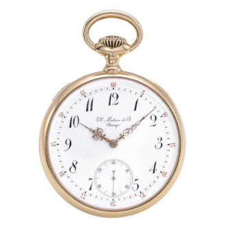 Fine Swiss pink gold open faced keyless watch Circa 1883 Fine Swiss pink gold open faced keyless watch Circa 1883