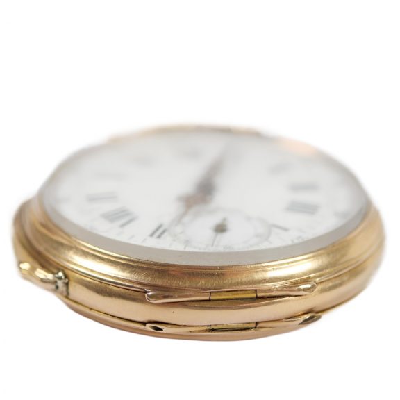 Swiss 18 carat gold lever pendant watch with chain Circa 1900 Swiss 18 carat gold lever pendant watch with chain Circa 1900