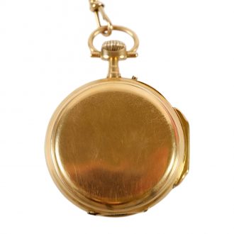 Swiss 18 carat gold lever pendant watch with chain Circa 1900