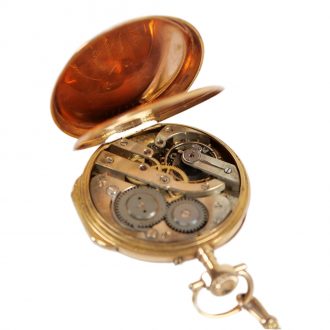 Swiss 18 carat gold lever pendant watch with chain Circa 1900