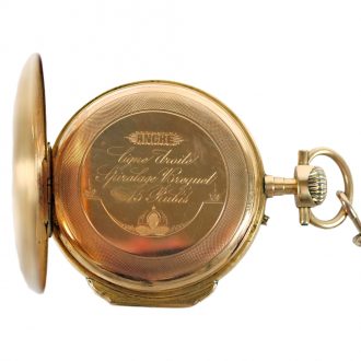 Swiss 18 carat gold lever pendant watch with chain Circa 1900
