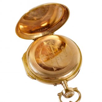 Swiss 18 carat gold lever pendant watch with chain Circa 1900