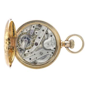 Swiss gold watch with engraved case, movement Circa 1886 Swiss gold watch with engraved case, movement Circa 1886