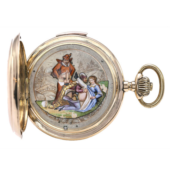Swiss gold repeating watch with erotic automaton Circa 1890