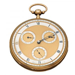 French 18K gold quarter repeating calendar watch Circa 1830