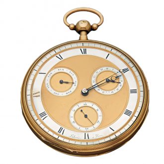 French 18K gold quarter repeating calendar watch Circa 1830