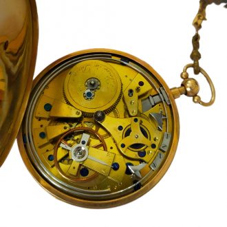 French 18K gold quarter repeating calendar watch Circa 1830