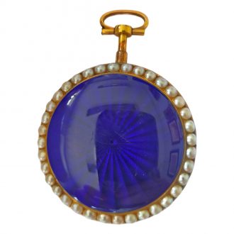 French 18K gold, enamel pocket watch with half pearls Circa 1790