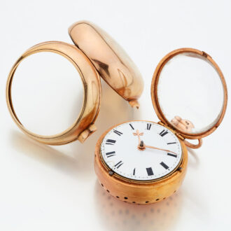 English clockwatch in specially made later case Circa 1700