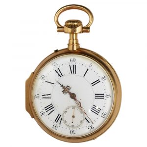 Swiss 18K yellow gold open faced pocket watch Circa 1890