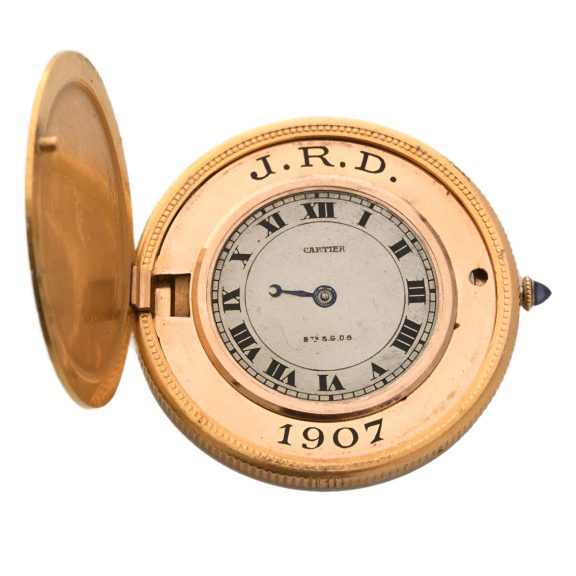 French 18 carat pink gold dollar coin pocket watch Circa 1907