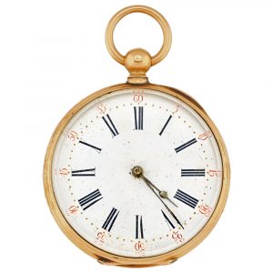 French 18K yellow gold open faced pocket watch Circa 1838-1919