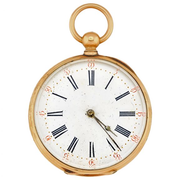 French 18K yellow gold open faced pocket watch Circa 1838-1919