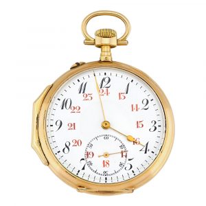 French 18K yellow gold open faced pocket watch Circa 1838-1919