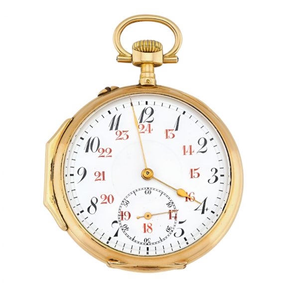 French 18K yellow gold open faced pocket watch Circa 1838-1919