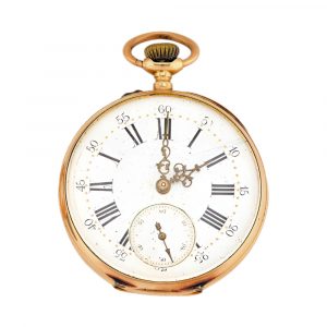 French gold pocket watch with armorial case back Circa 1838-1919