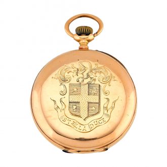 French gold pocket watch with armorial case back Circa 1838-1919