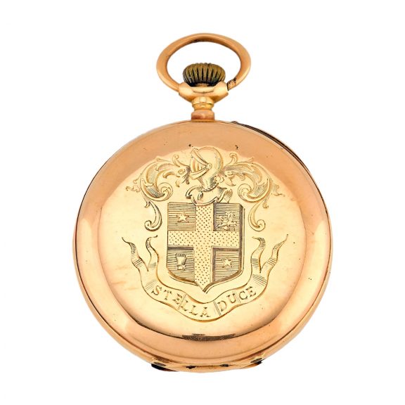 French gold pocket watch with armorial case back Circa 1838-1919 French gold pocket watch with armorial case back Circa 1838-1919