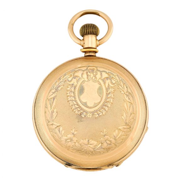 Swiss 14K gold pocket watch with chased decoration Circa 1910 Swiss 14K gold pocket watch with chased decoration Circa 1910