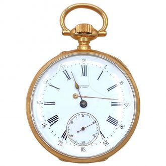 Swiss gold pocket watch with monogrammed case Circa 1910