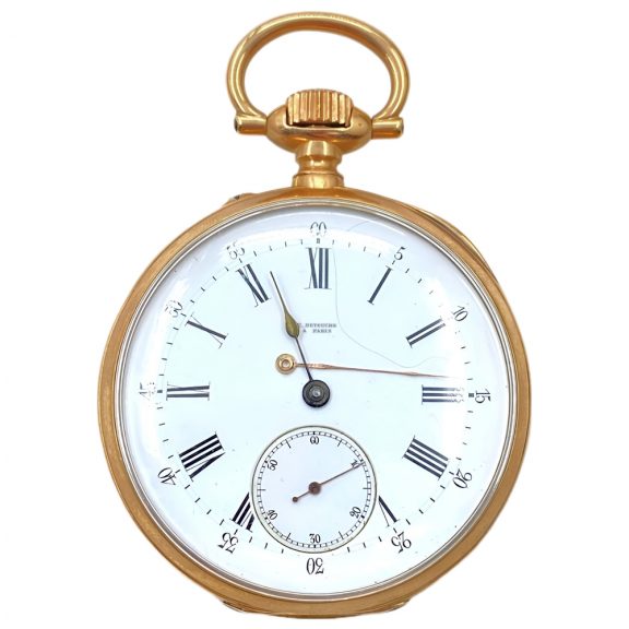 Swiss gold pocket watch with monogrammed case Circa 1910