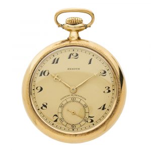 Swiss 18K yellow gold open faced pocket watch Circa 1920