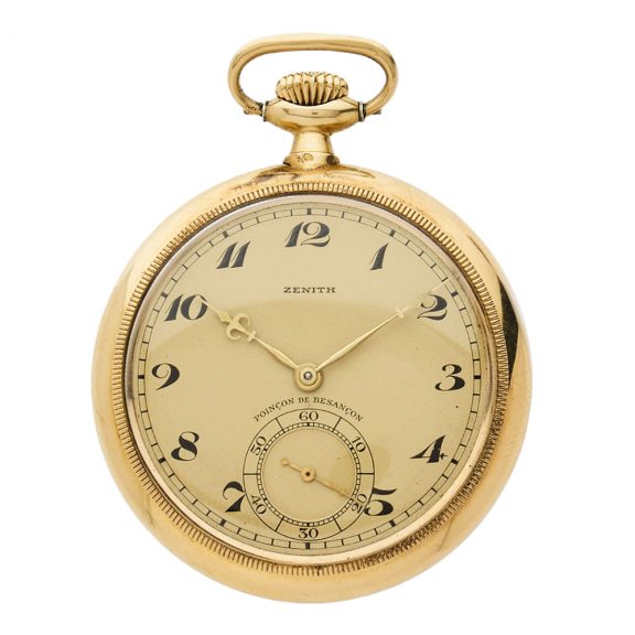 Swiss 18K yellow gold open faced pocket watch Circa 1920