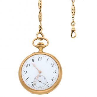 French 18K yellow gold open faced pocket watch Circa 1900