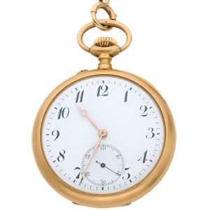 French 18K yellow gold open faced pocket watch Circa 1900