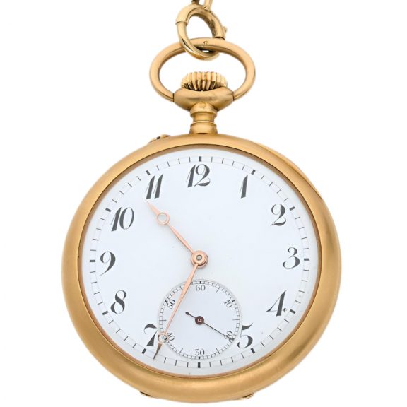 French 18K yellow gold open faced pocket watch Circa 1900