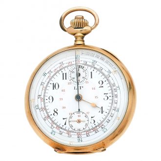 French 18K yellow gold chronograph with tachometer Circa 1925