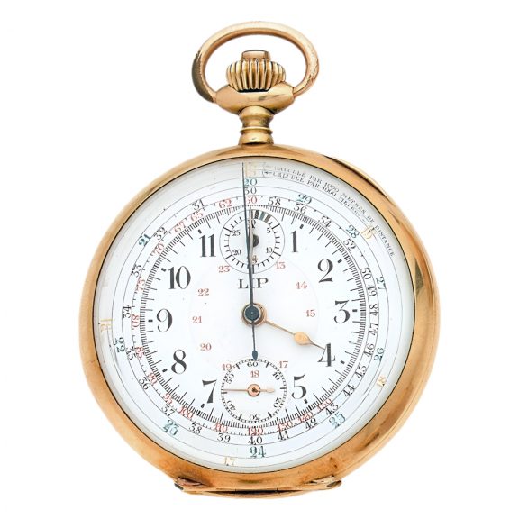 French 18K yellow gold chronograph with tachometer Circa 1925